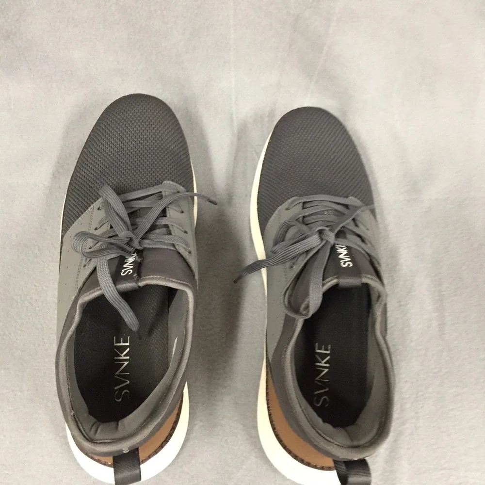 SVNKE Mens B007 Grey Brown Casual Mesh Knit Sneakers Shoes‎ Size 11.5 EU 45